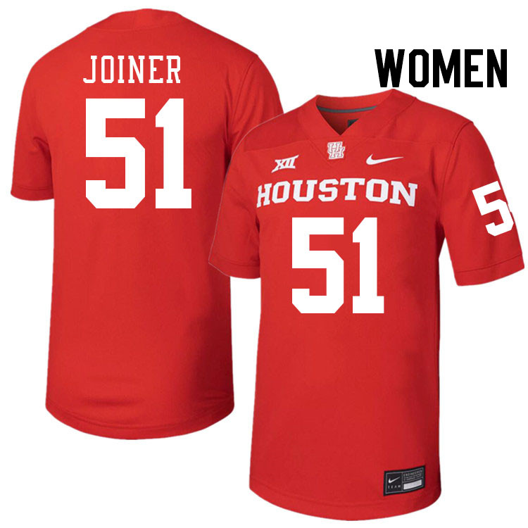 Women #51 Derek Joiner Houston Cougars College Football Jerseys Stitched-Red